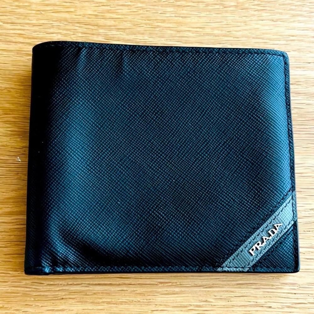 Authentic Prada 2-tone Saffiano Leather Unisex Wallet